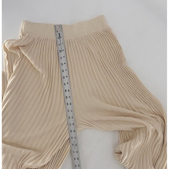 NWT Nasty Gal Ostmeal Knitted Pleated Wide Leg Trousers Elastic High Waist Sz 4 - Picture 10 of 11